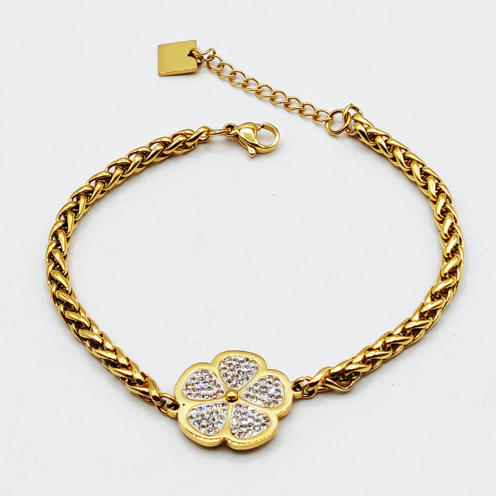 Bracelet Torsade Marguerite Cristaux Luxe Pendentifs Descendants