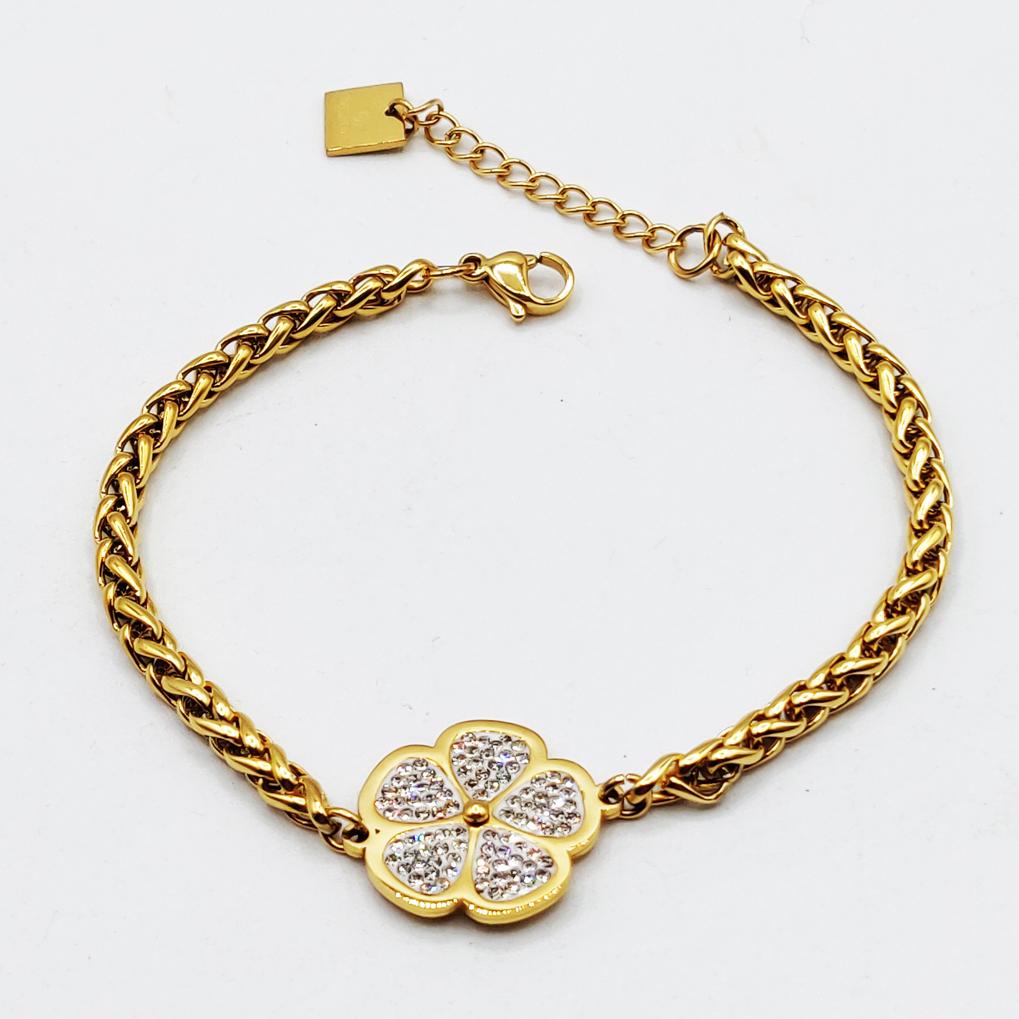 Bracelet Torsade Marguerite Cristaux Luxe Pendentifs Descendants