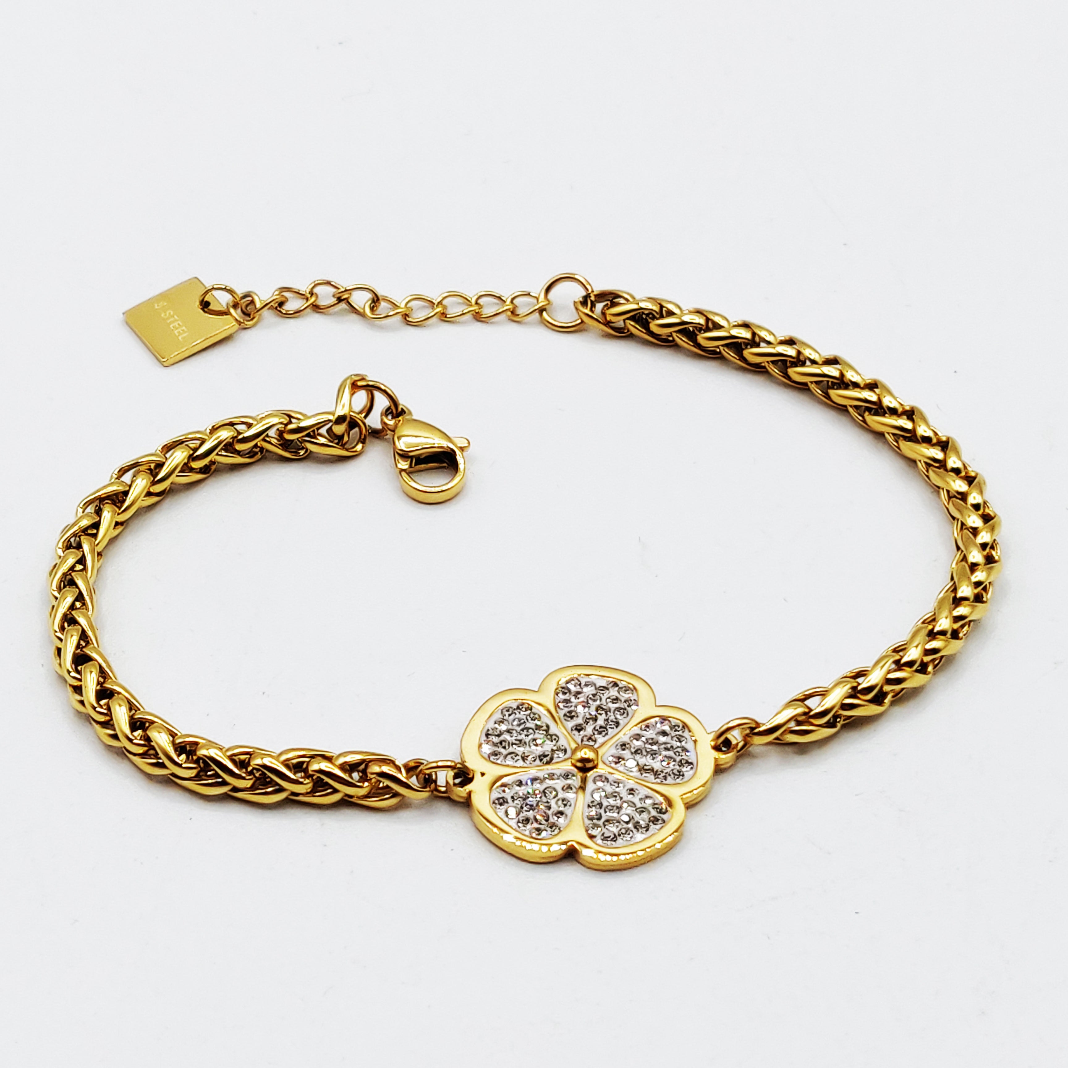 Bracelet Torsade Marguerite Cristaux Luxe Pendentifs Descendants