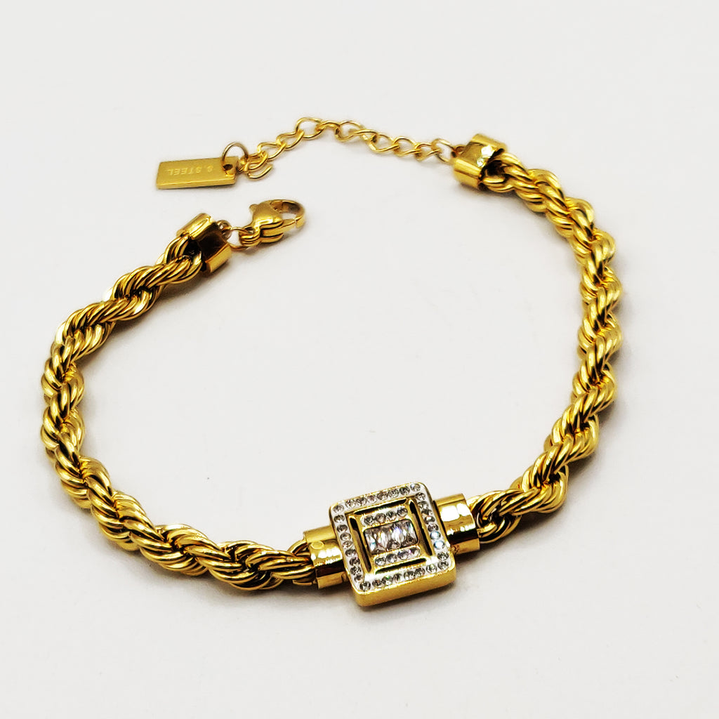 Bracelet Torsade Multi Lignes Cristaux Luxe