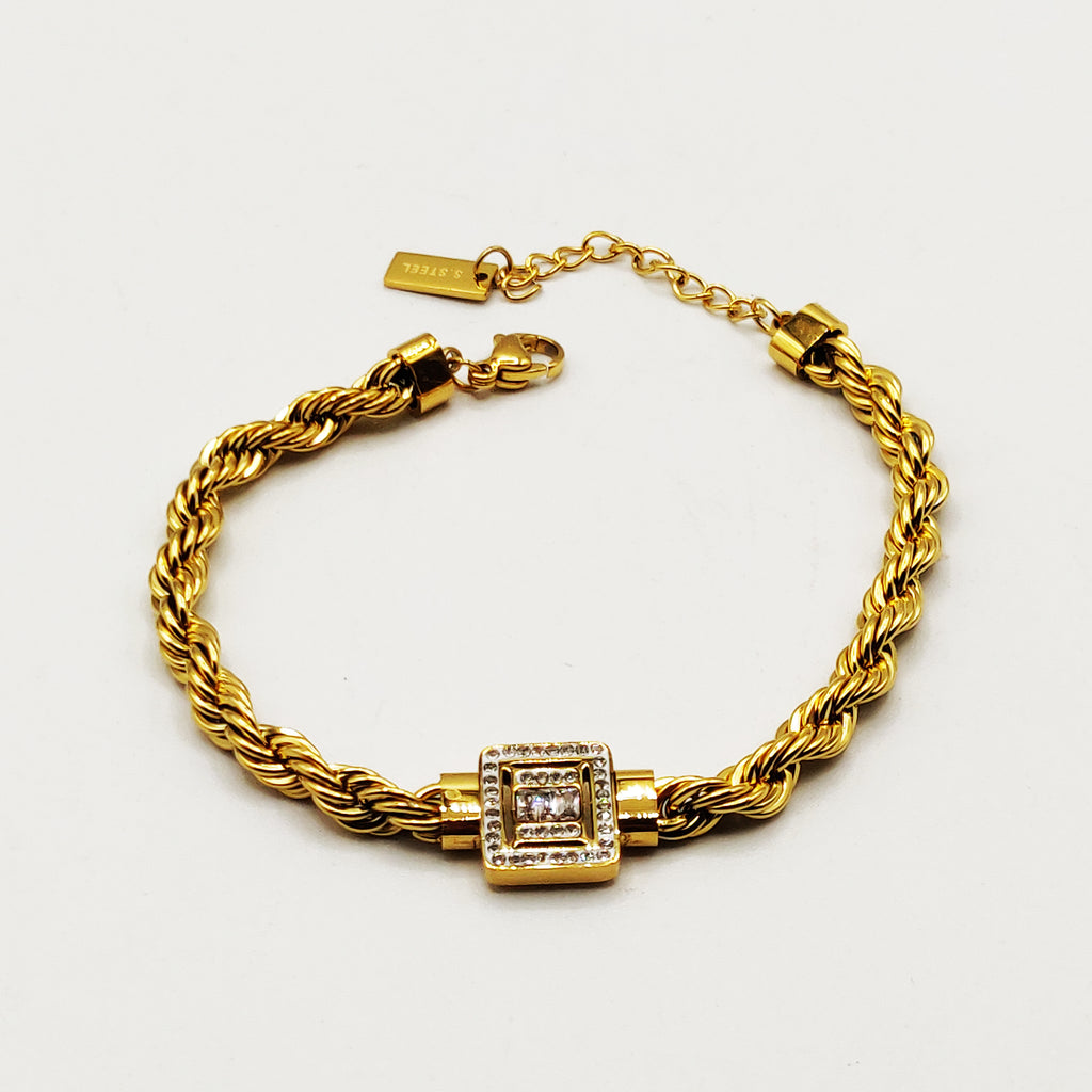 Bracelet Torsade Multi Lignes Cristaux Luxe