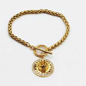 Bracelet Torsade Pendentif Lion Luxe