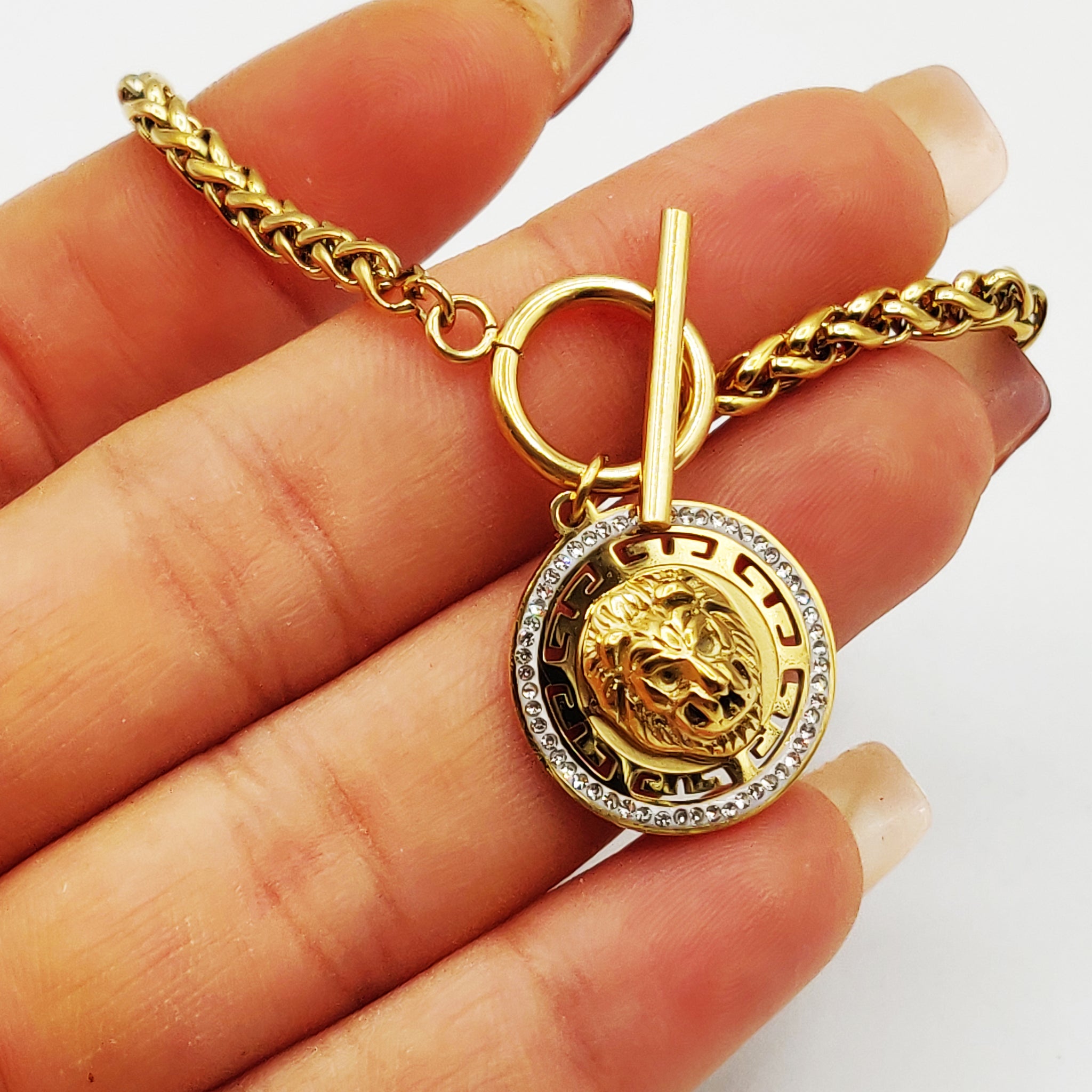 Bracelet Torsade Pendentif Lion Luxe