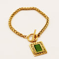 Bracelet Torsade Rectangle Oriental Pierre Verte Luxe