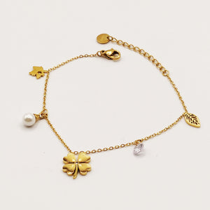 Bracelet Trèfle à 4 Coeurs Multi Pendentifs