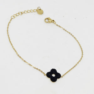 Bracelet Trèfle Cristaux Noir