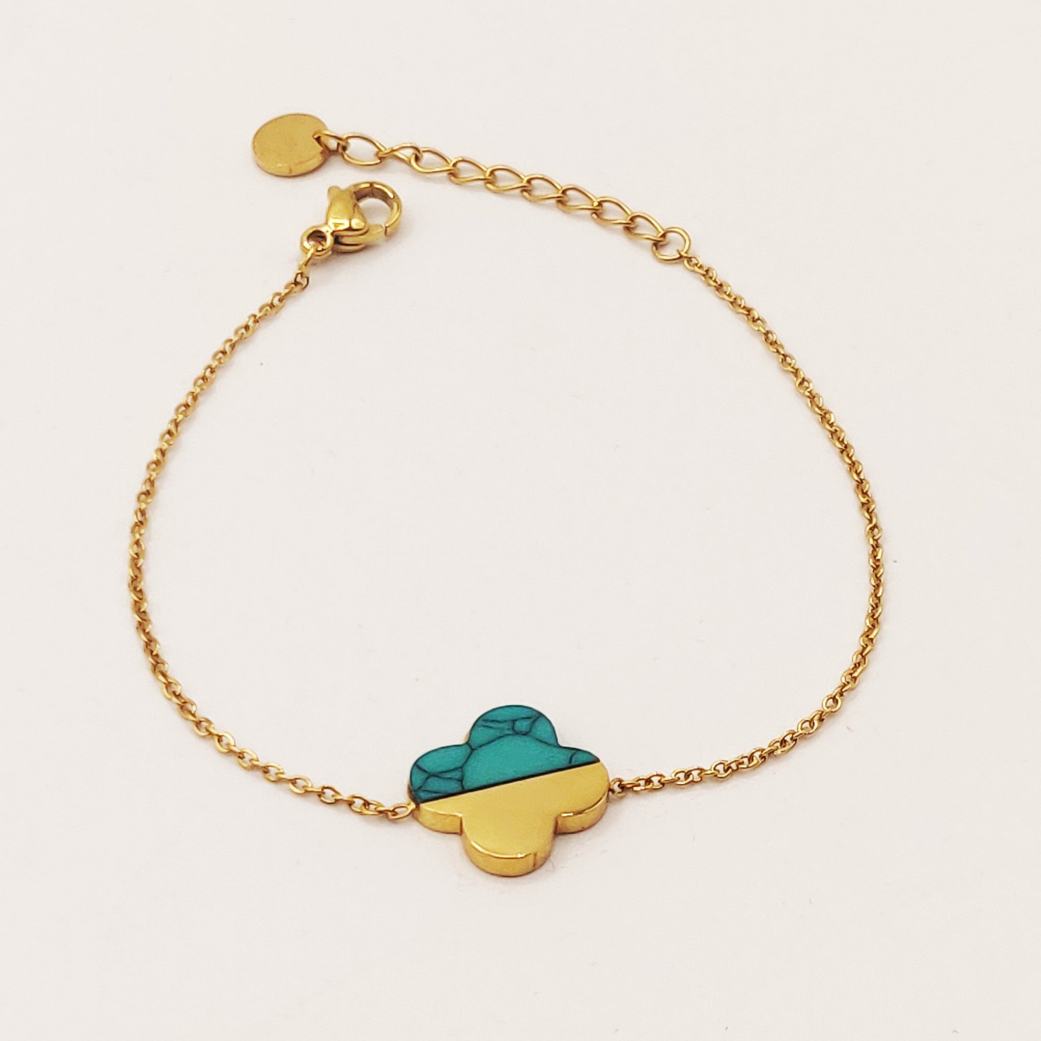 Bracelet Trèfle Doré et Bleu Luxe