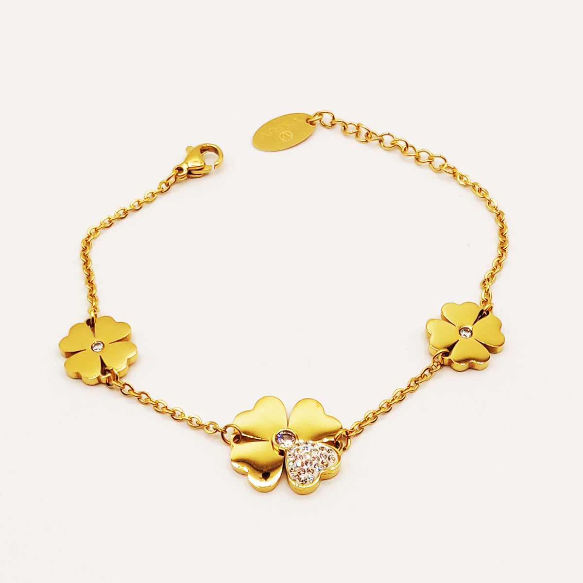 Bracelet Trèfles Coeur Cristaux