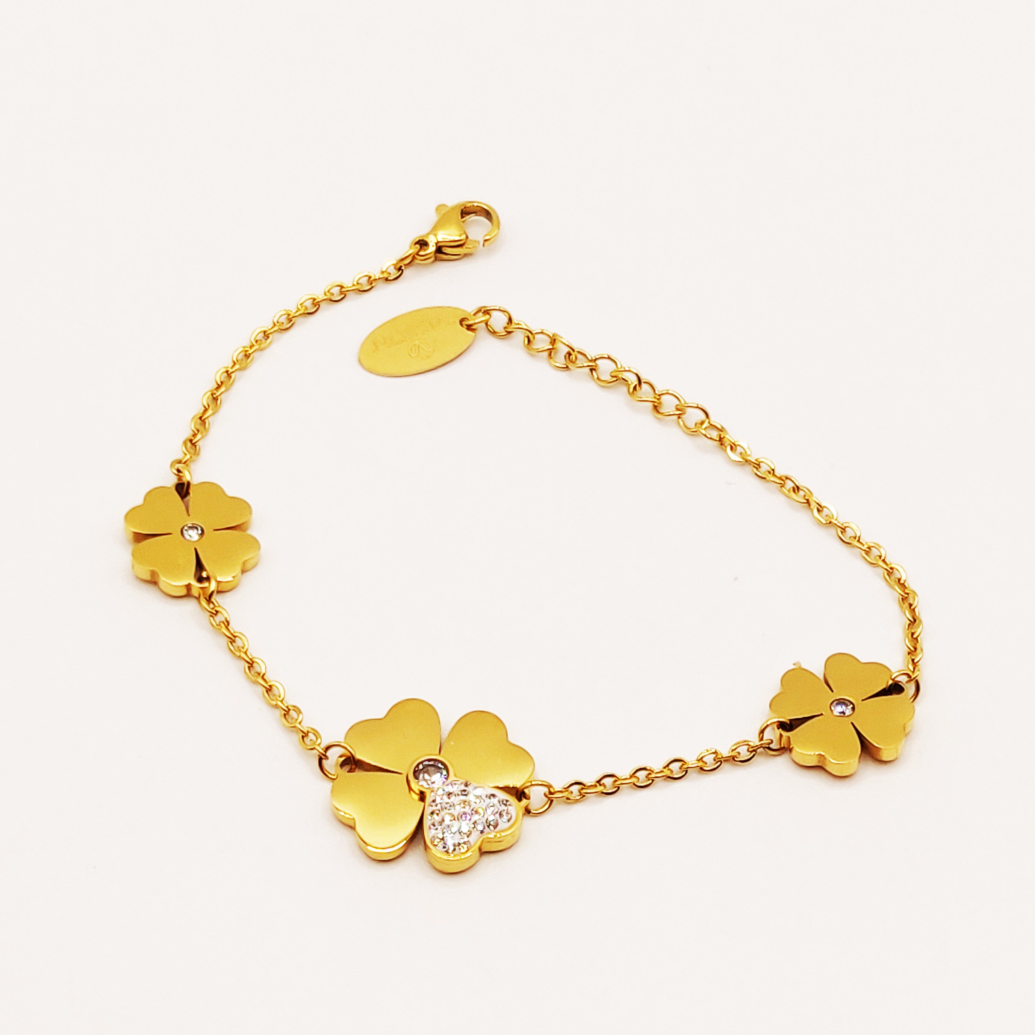 Bracelet Trèfles Coeur Cristaux