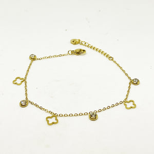 Bracelet Trèfles Creux et Cristaux