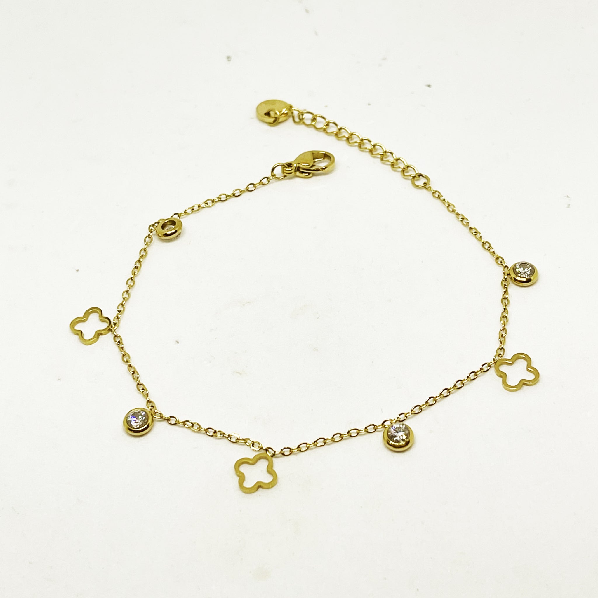 Bracelet Trèfles Creux et Cristaux