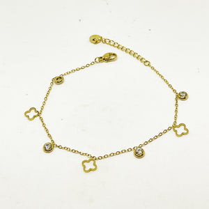 Bracelet Trèfles Creux et Cristaux