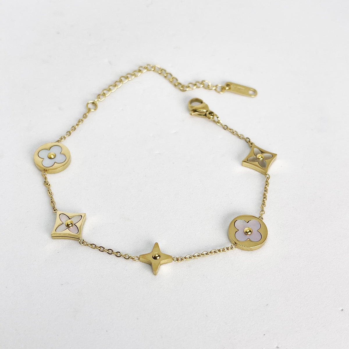 Bracelet Trèfles et Étoiles Blanc