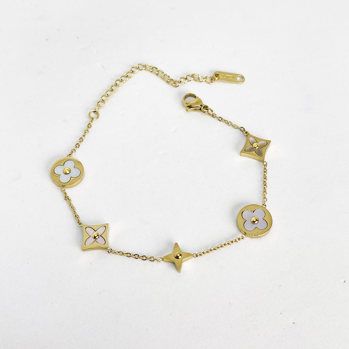 Bracelet Trèfles et Étoiles Blanc