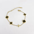Bracelet Trèfles et Étoiles Noir