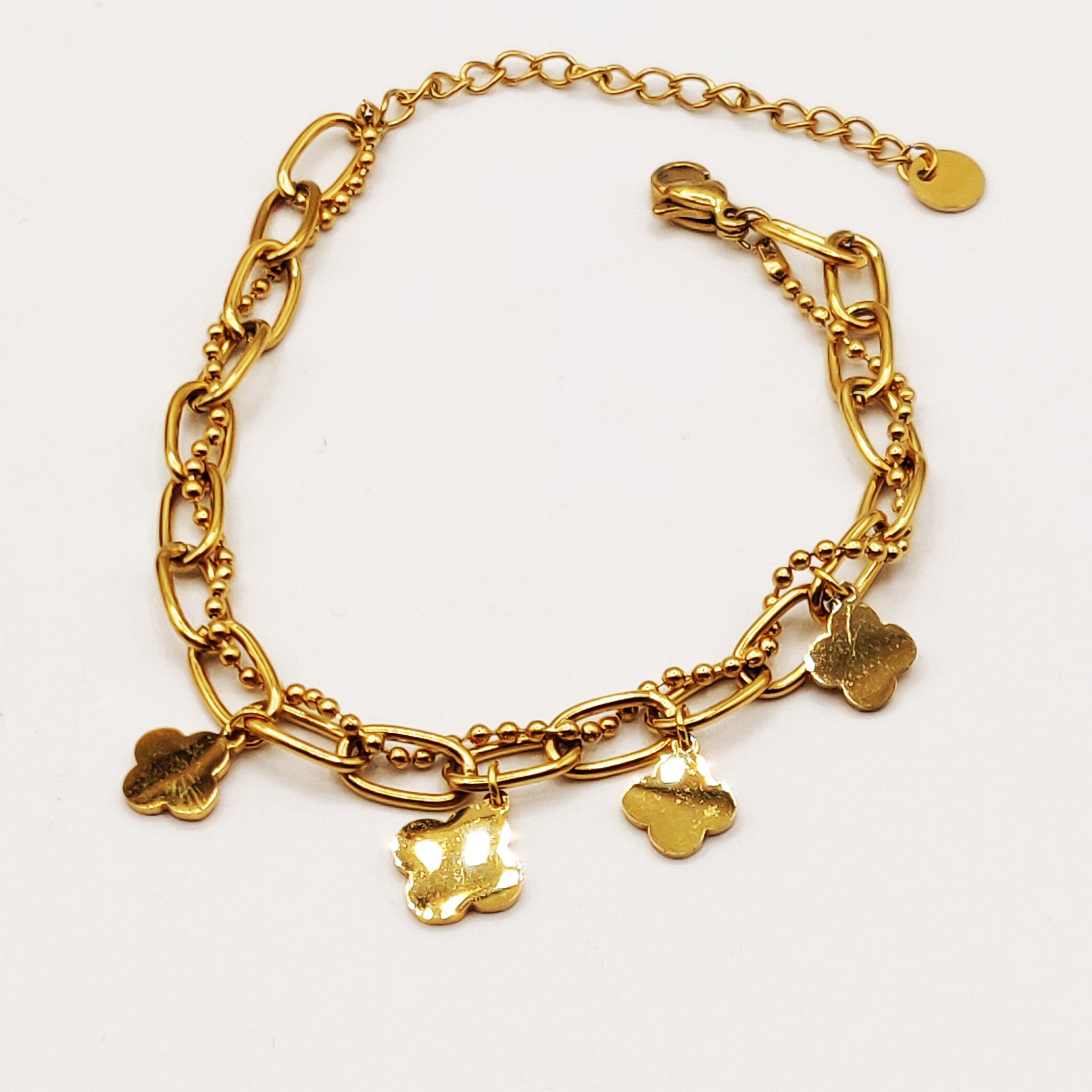 Bracelet Trèfles Luxe Chaîne Double
