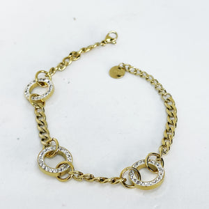 Bracelet Tresse 3 Cercles Cristaux