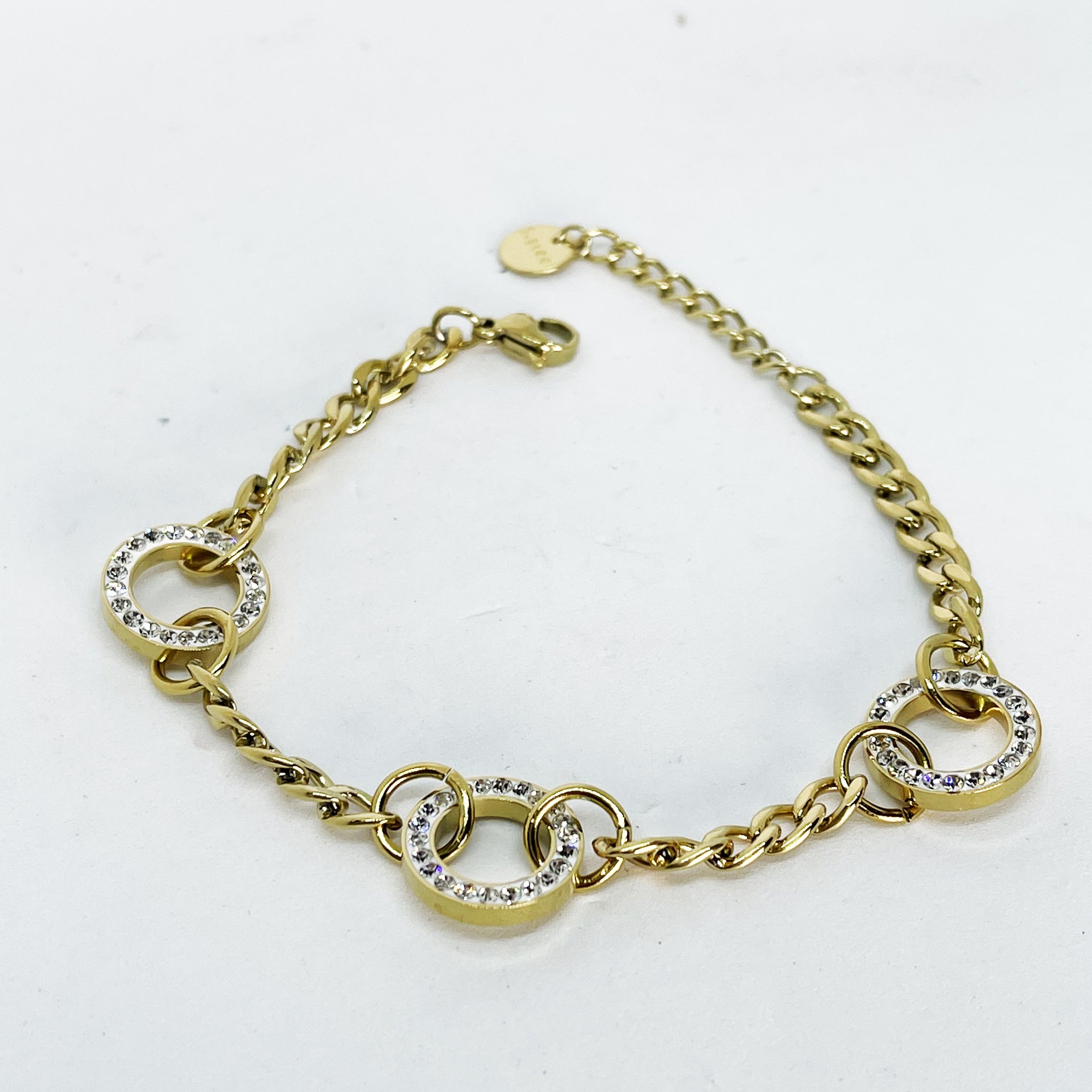 Bracelet Tresse 3 Cercles Cristaux