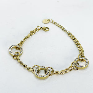 Bracelet Tresse 3 Cercles Cristaux