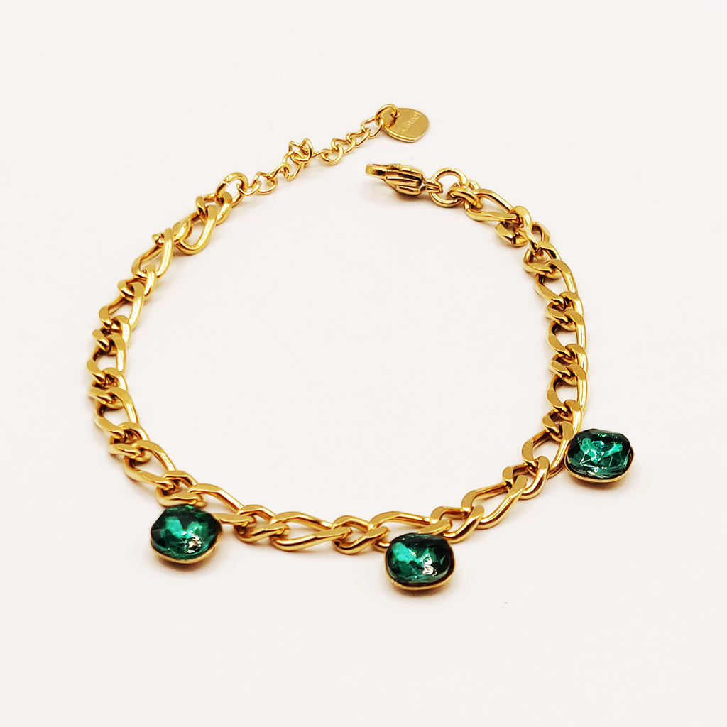 Bracelet Tresse 3 Émeraudes