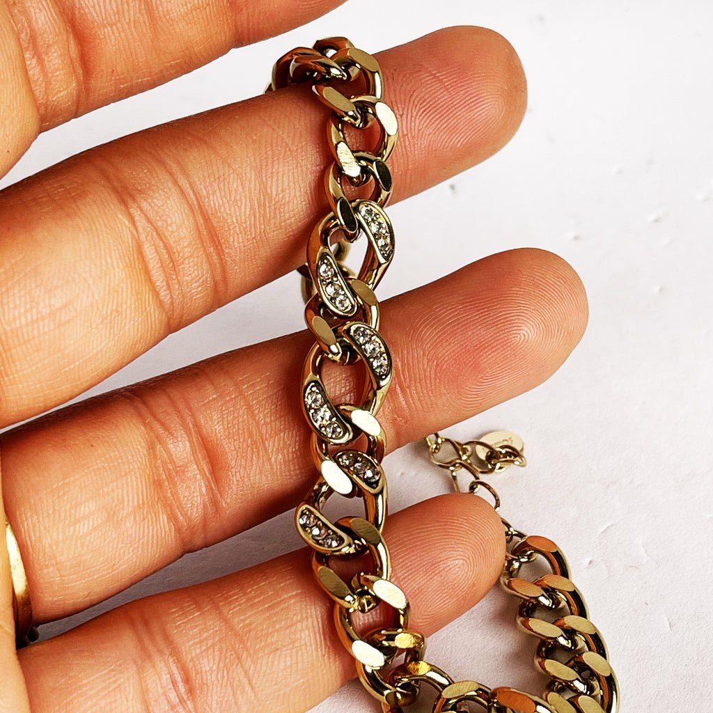 Bracelet Tresse 3 Maillons Cristaux