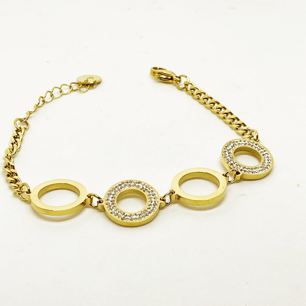 Bracelet Tresse 4 Cercles Cristaux