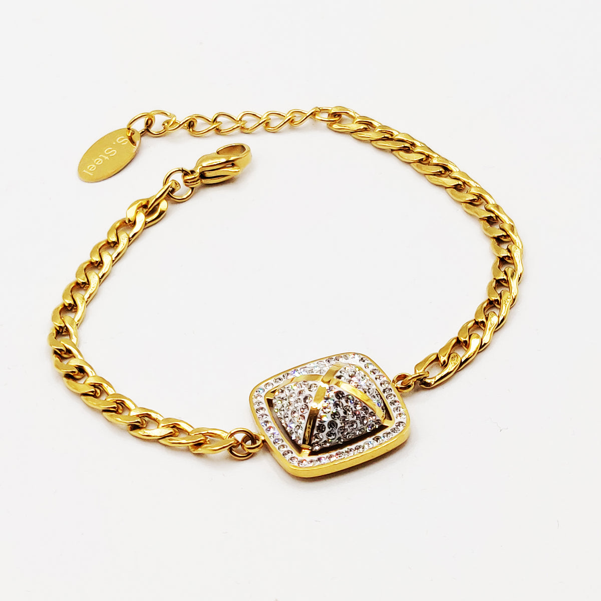 Bracelet Tresse Carré Bombé Cristaux X