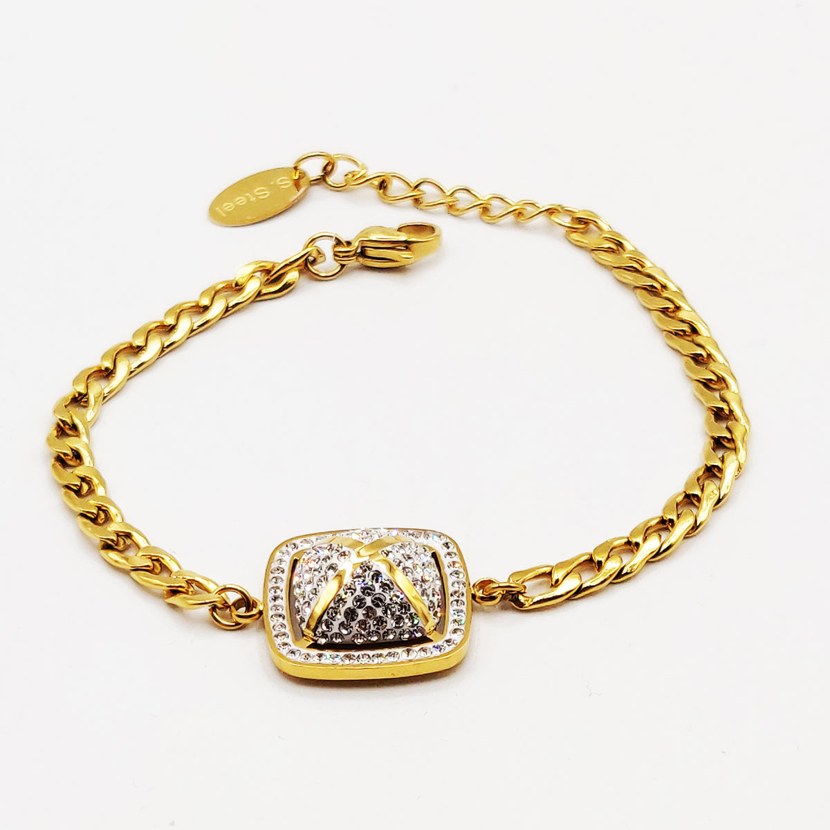 Bracelet Tresse Carré Bombé Cristaux X