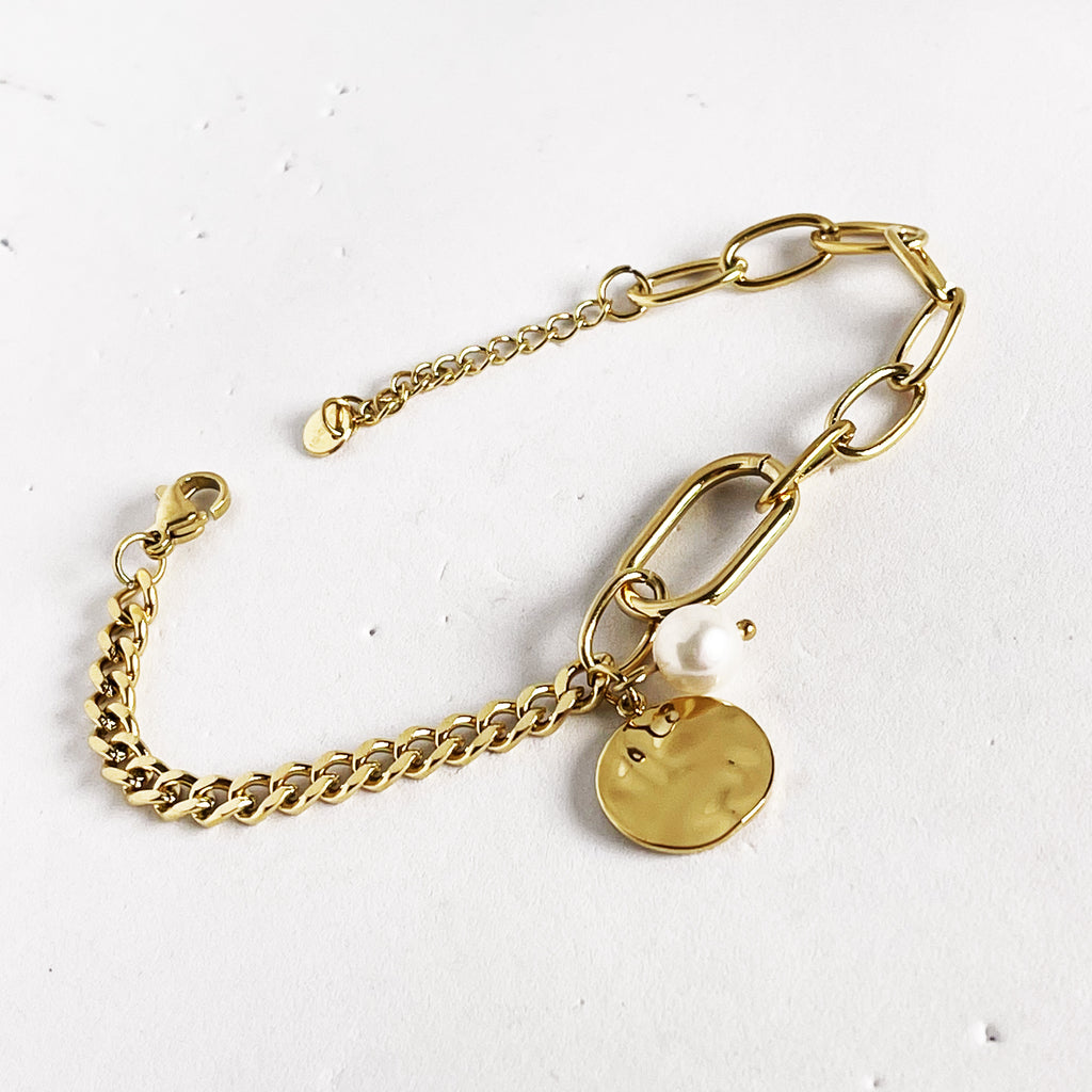 Bracelet Tresse et Chaîne Cercle et Perle