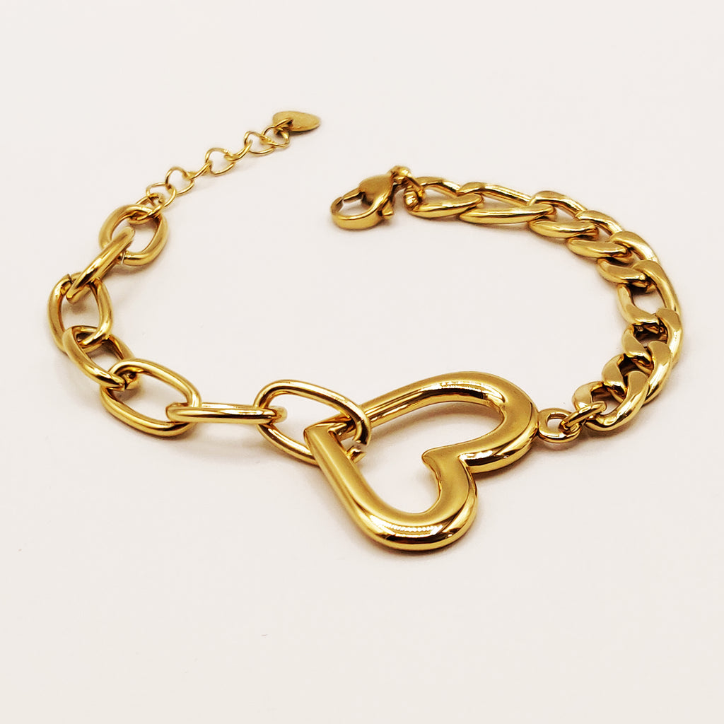 Bracelet Tresse et Chaîne Coeur Luxe