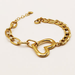 Bracelet Tresse et Chaîne Coeur Luxe