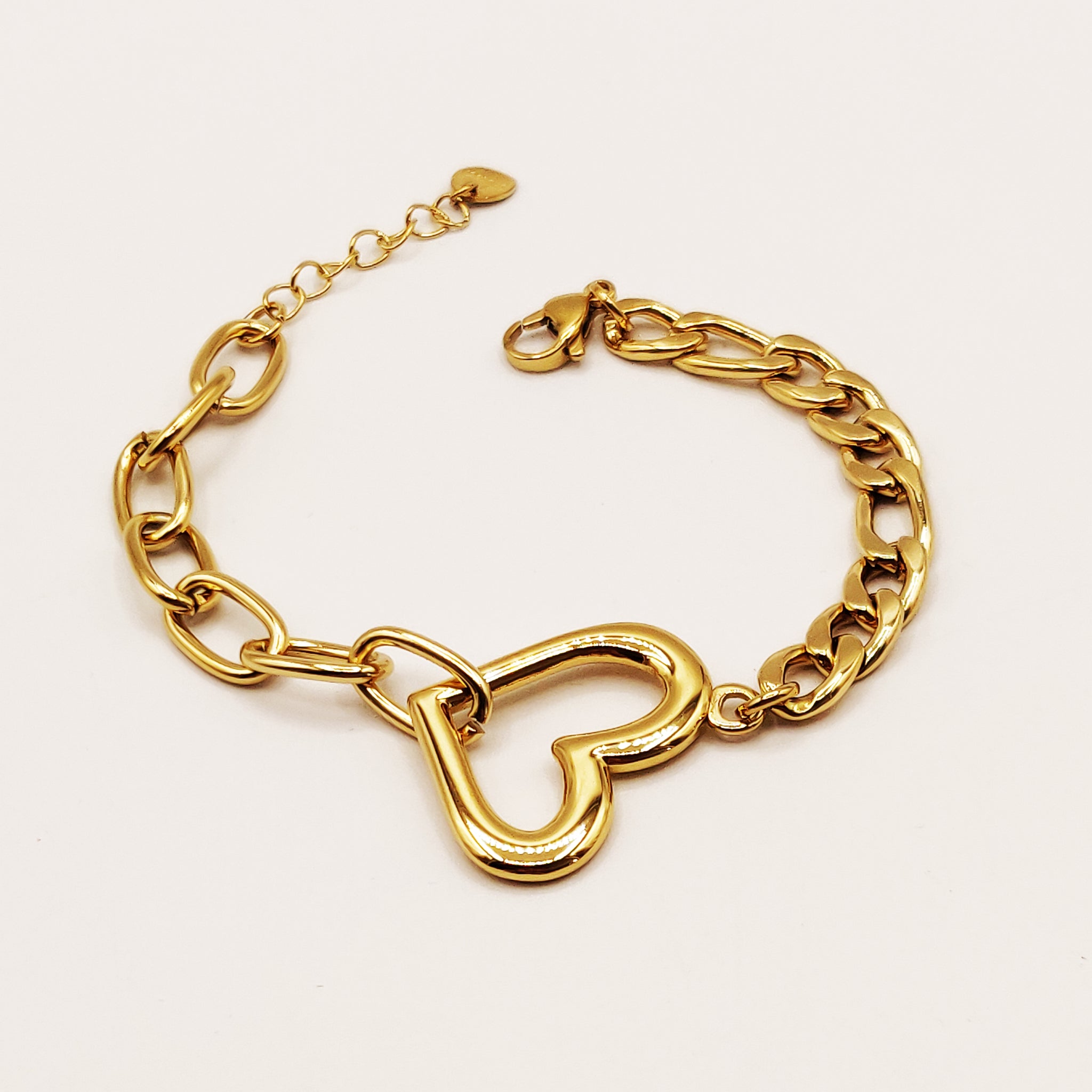 Bracelet Tresse et Chaîne Coeur Luxe