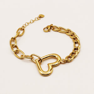 Bracelet Tresse et Chaîne Coeur Luxe