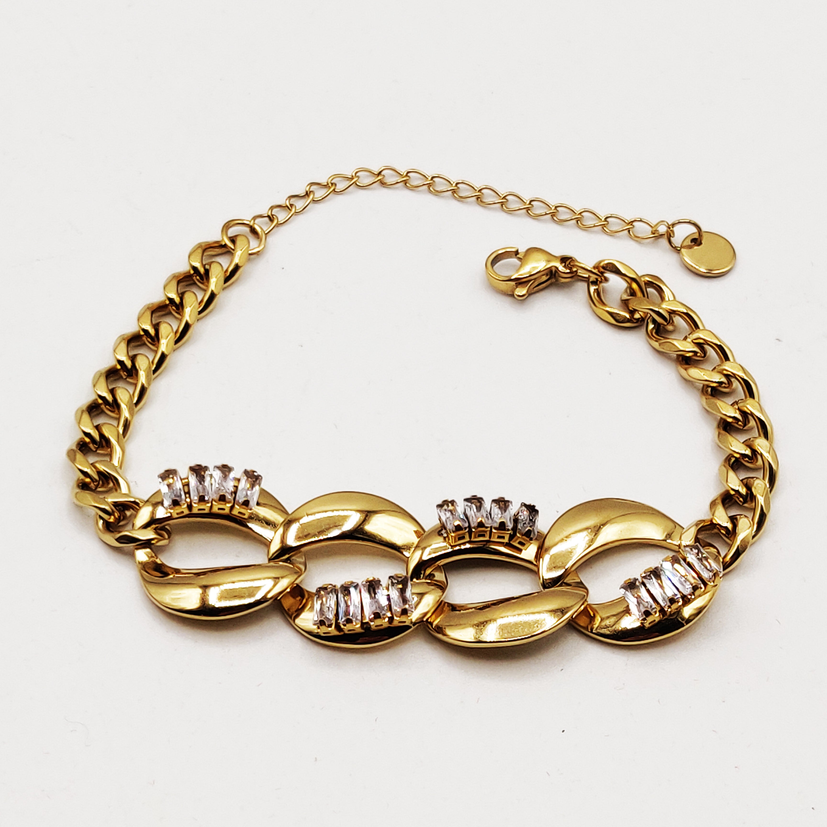 Bracelet Tresse Chaîne Cristaux Rectangulaires Luxe
