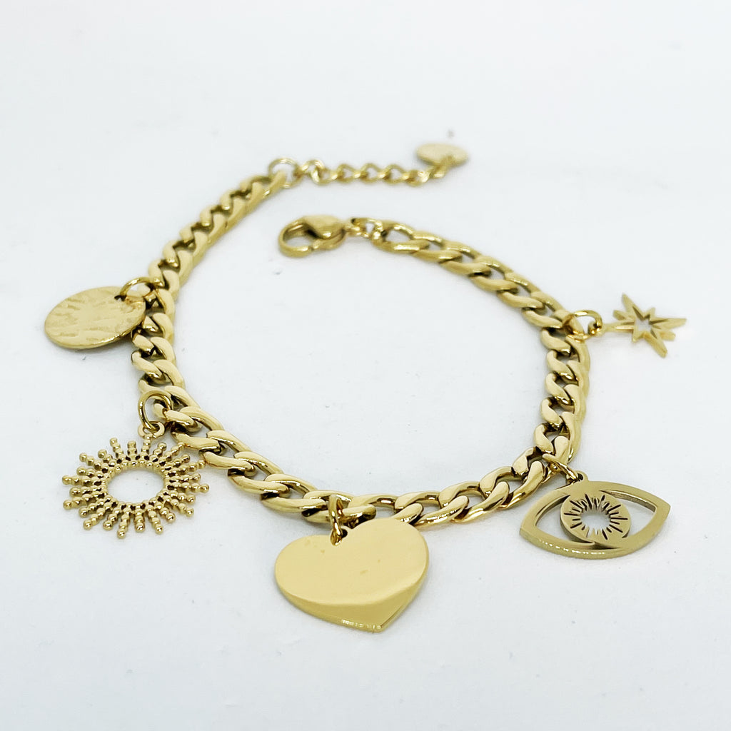 Bracelet Tresse Coeur Oeil Soleil Étoile et Cercle