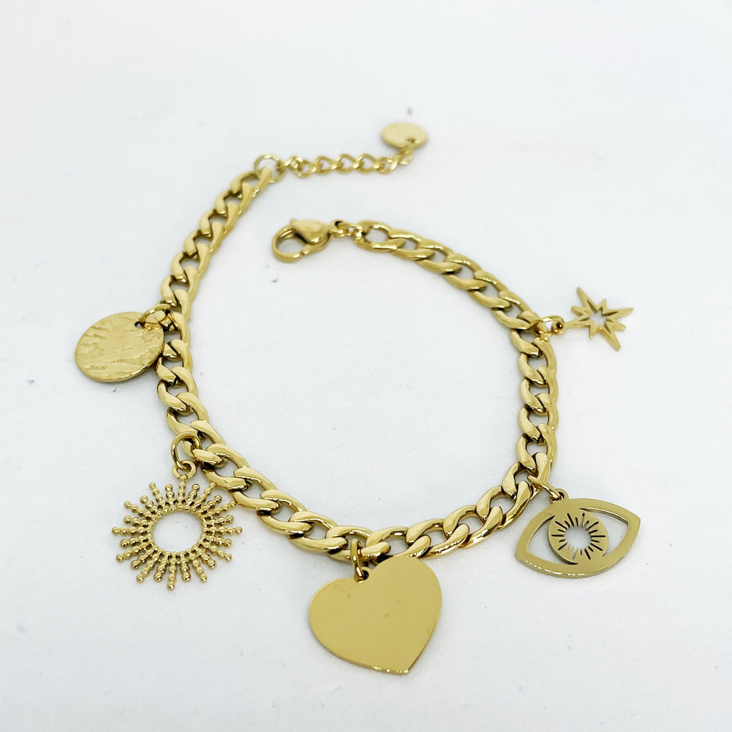 Bracelet Tresse Coeur Oeil Soleil Étoile et Cercle
