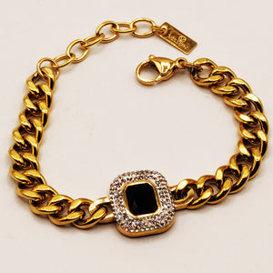 Bracelet Tresse Cristal Noir Full Cristaux Luxe