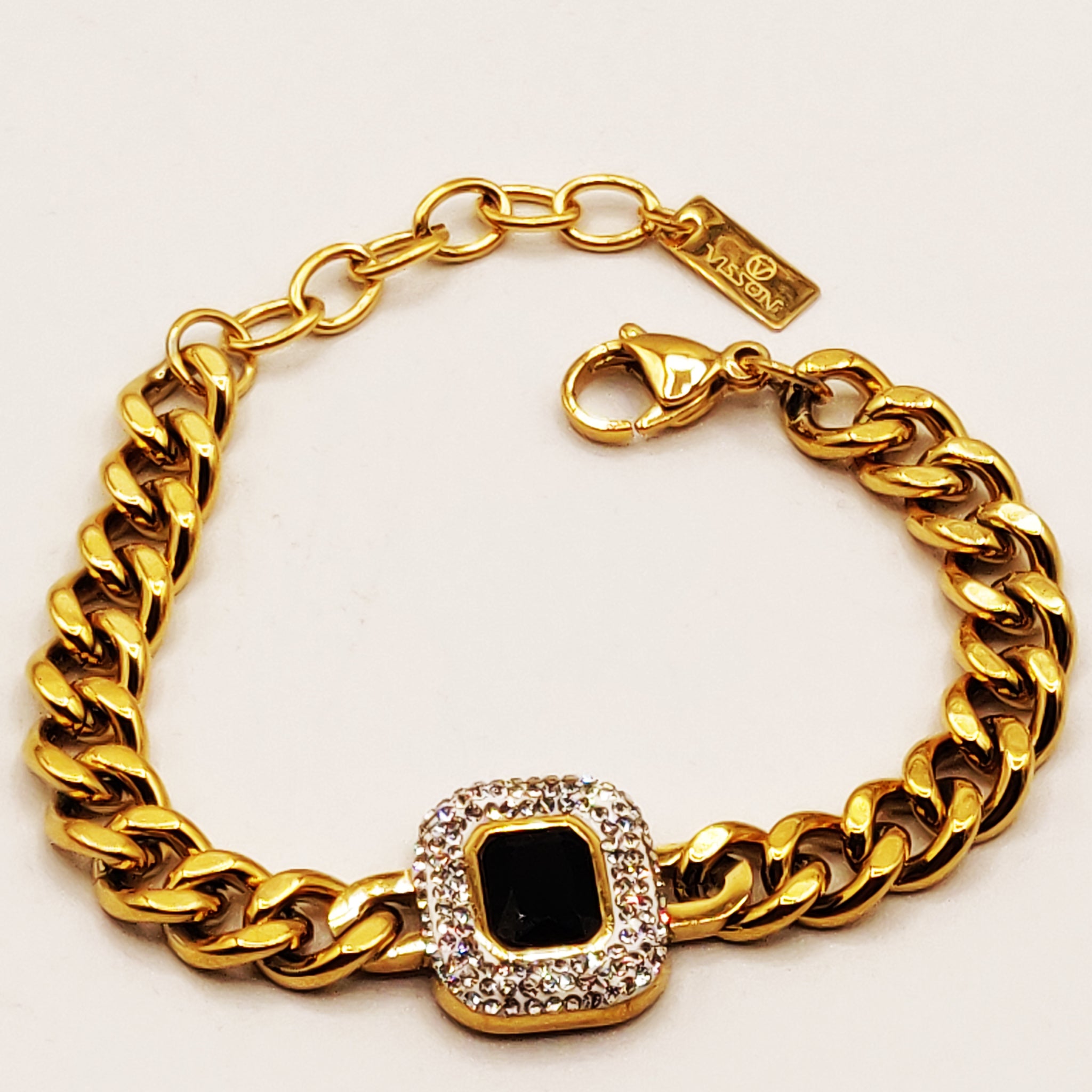 Bracelet Tresse Cristal Noir Full Cristaux Luxe