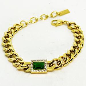 Bracelet Tresse Cristal Vert Luxe