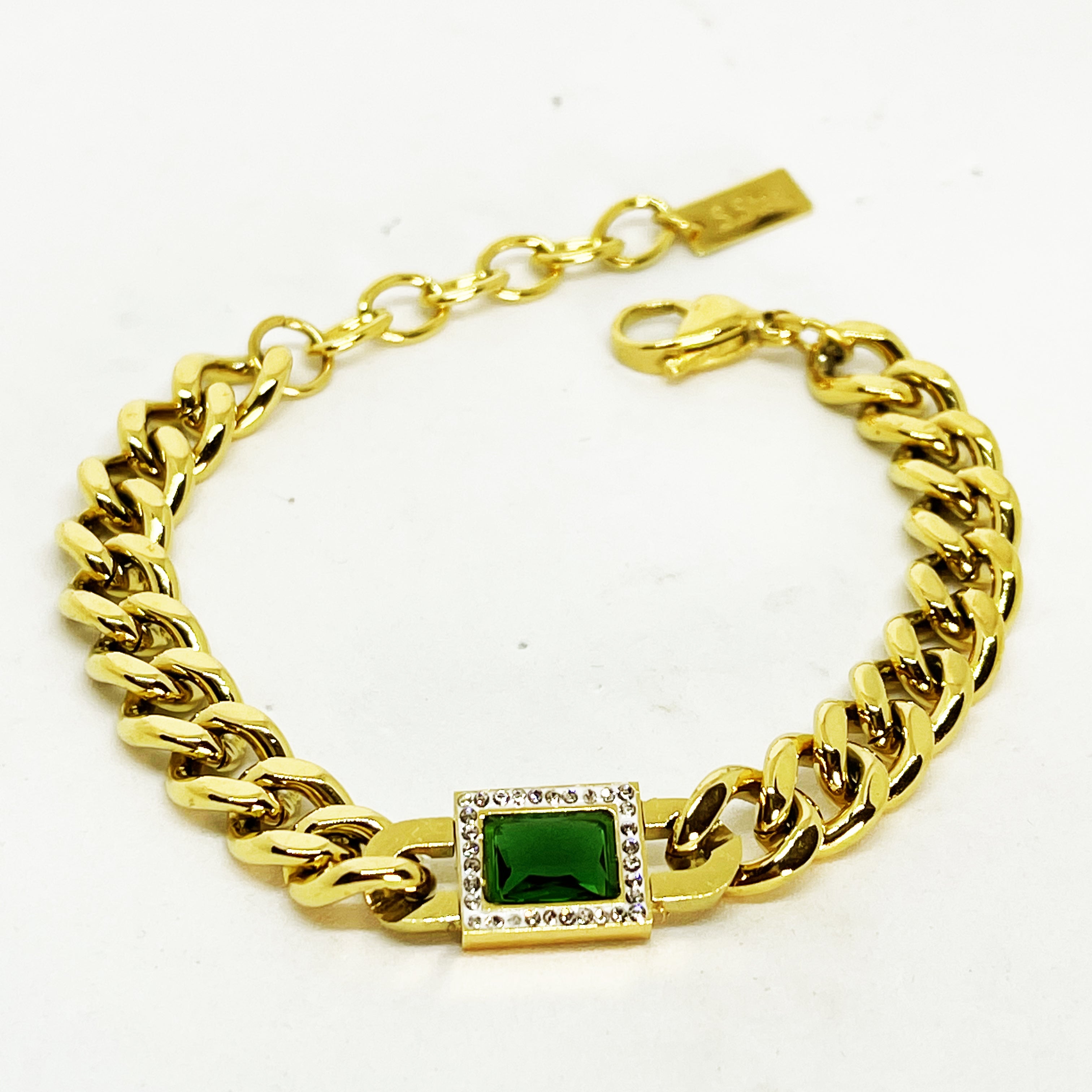 Bracelet Tresse Cristal Vert Luxe