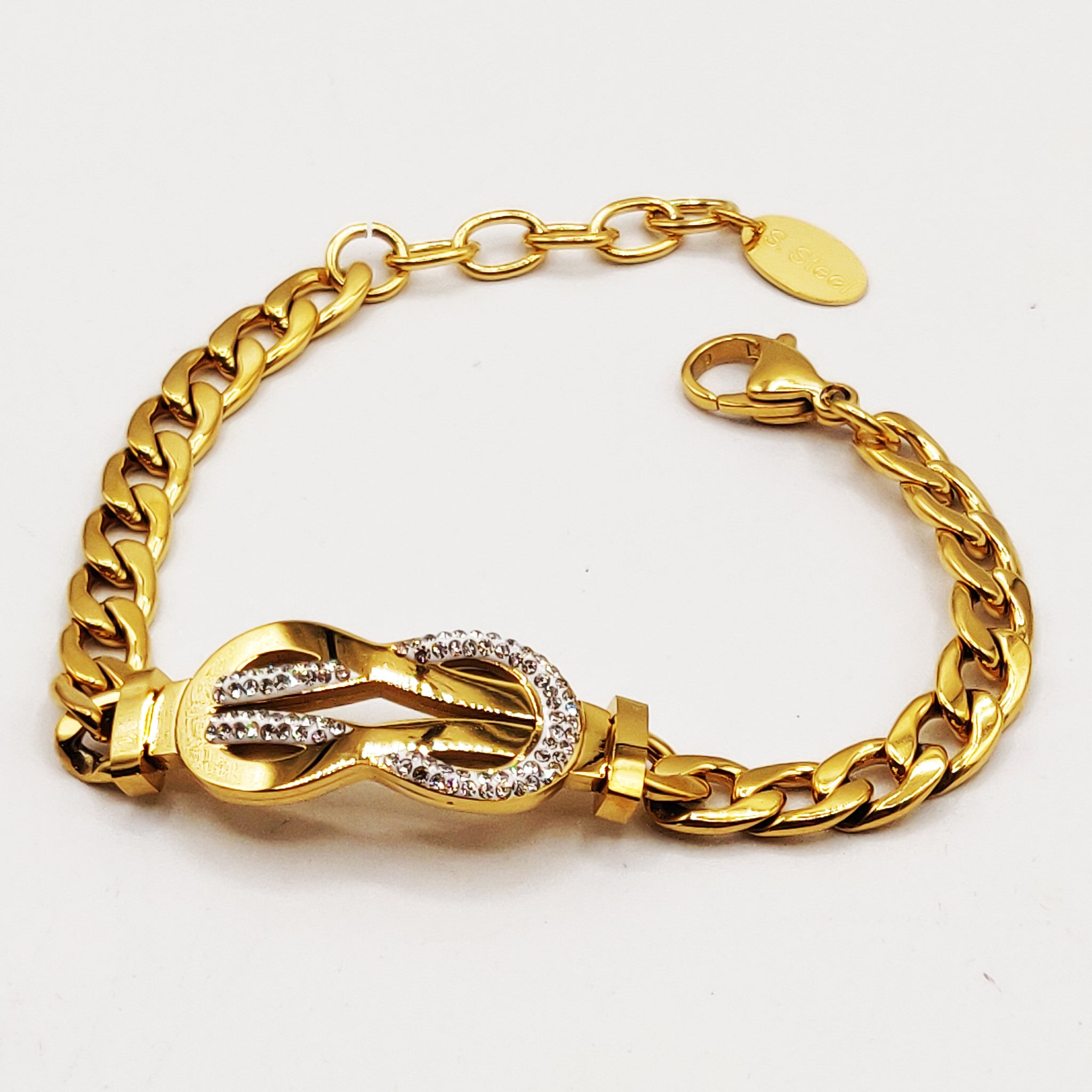 Bracelet Tresse Double Boucles Cristaux Luxe