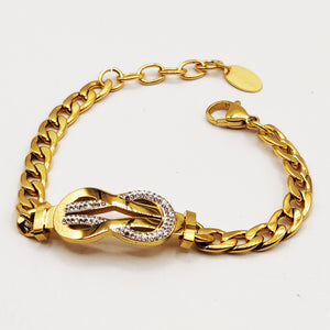 Bracelet Tresse Double Boucles Cristaux Luxe