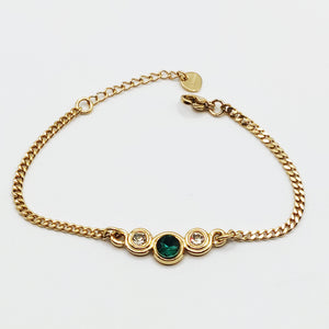 Bracelet Tresse Émeraude et Diamants
