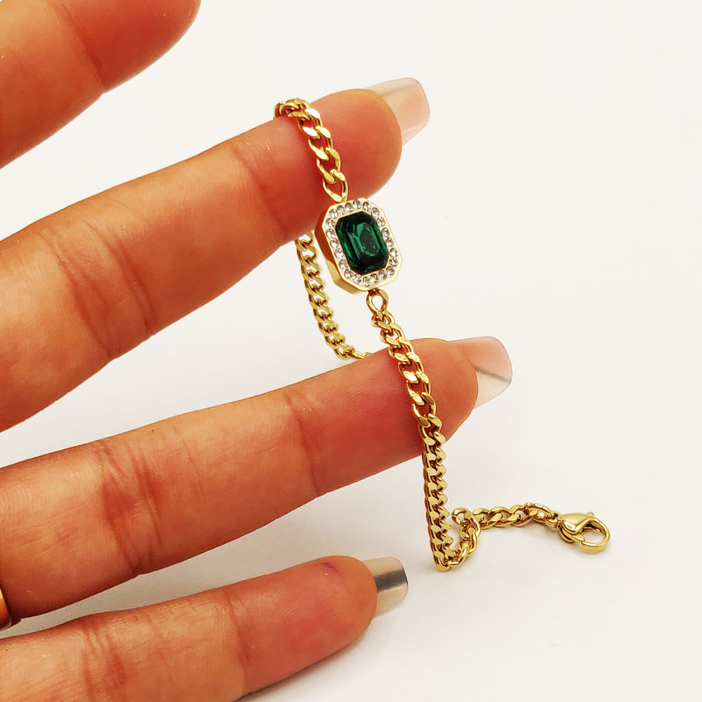 Bracelet Tresse Émeraude Luxe