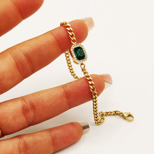 Bracelet Tresse Émeraude Luxe
