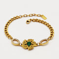 Bracelet Tresse Étoile Design Oriental Perles Vertes Luxe