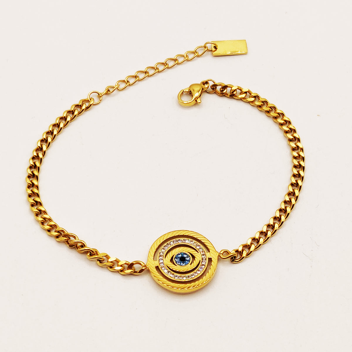 Bracelet Tresse Grand Oeil Bleu Design Luxe