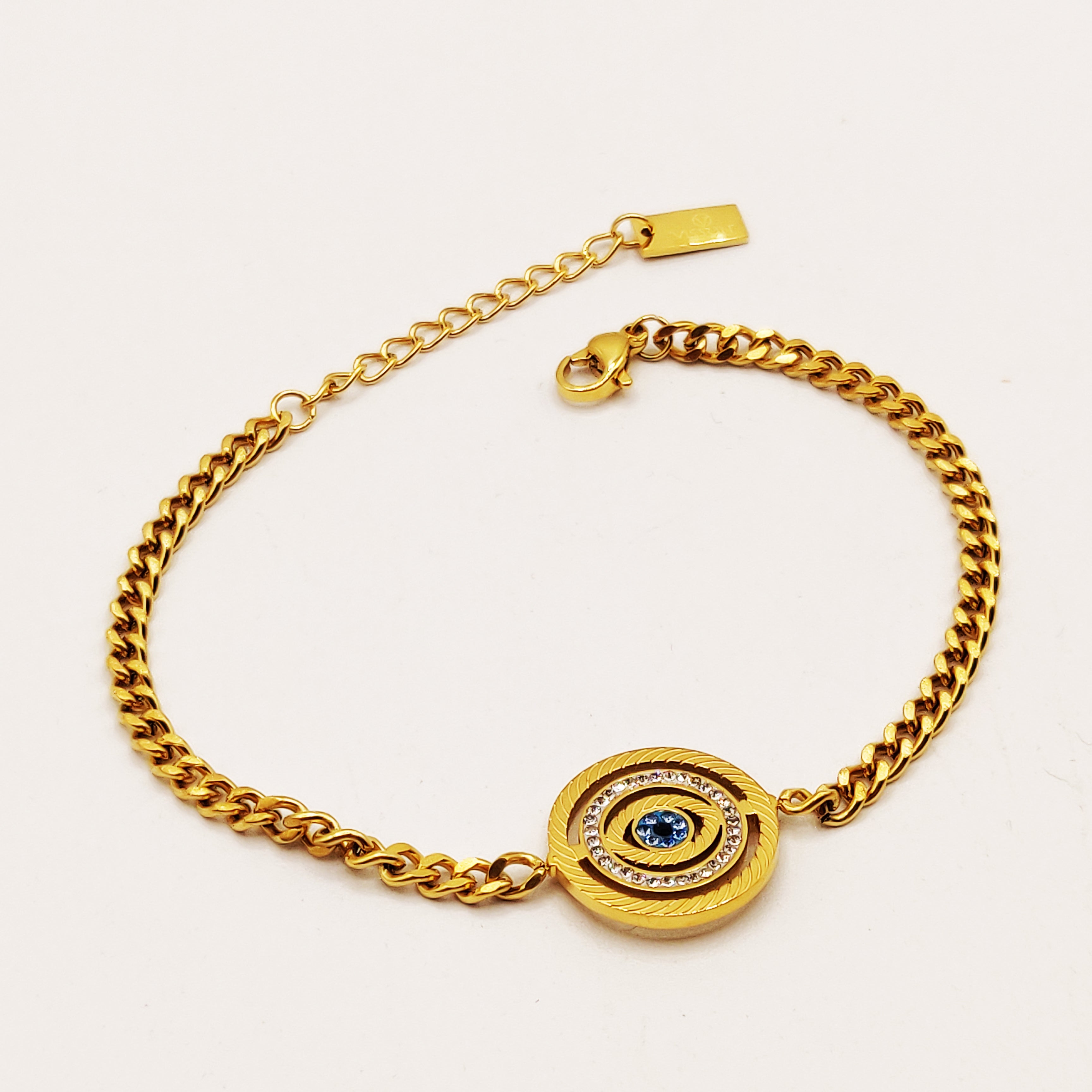 Bracelet Tresse Grand Oeil Bleu Design Luxe
