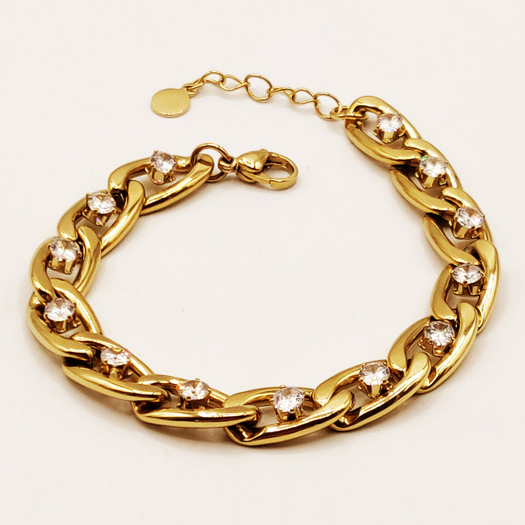 Bracelet Tresse Gros Cristaux Luxe