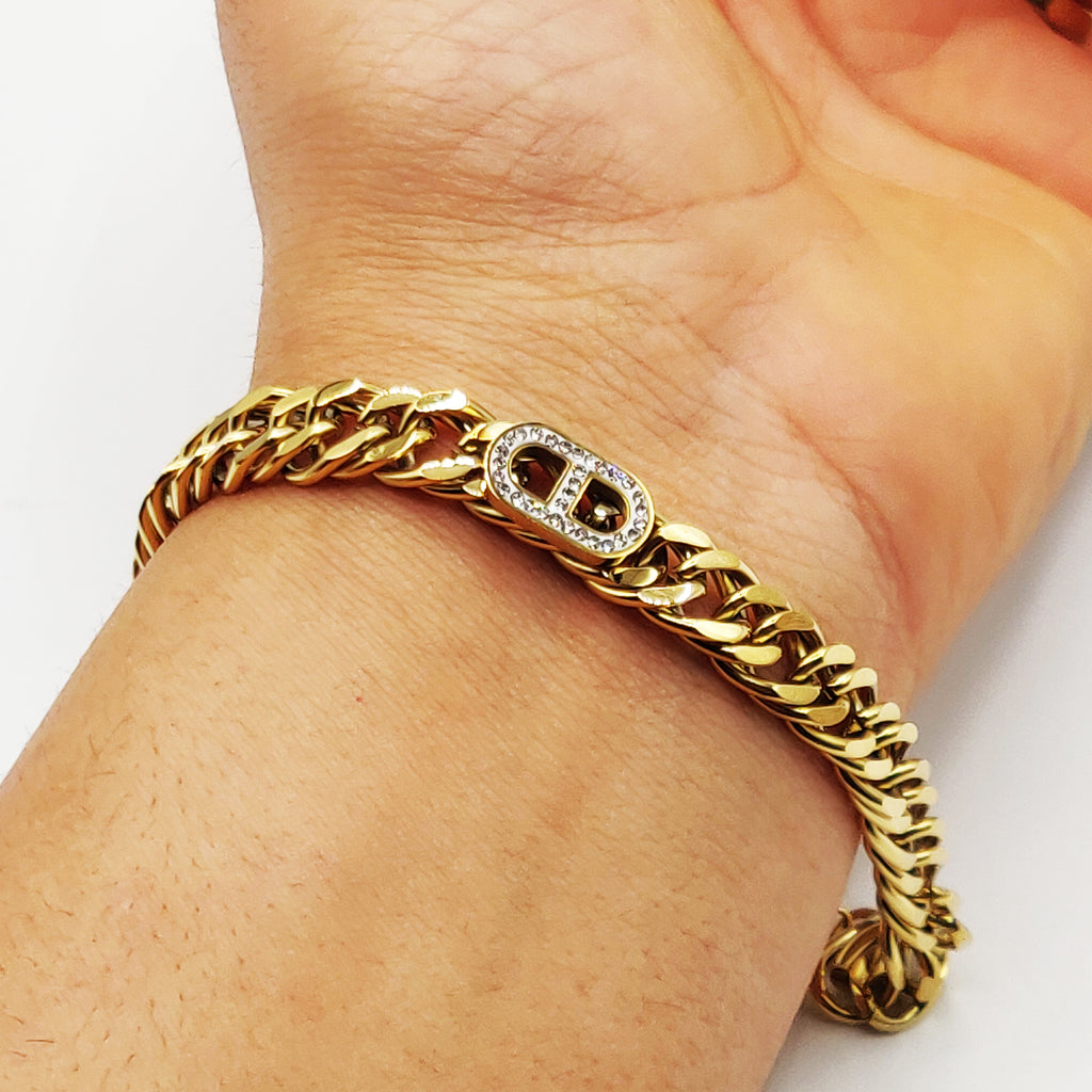Bracelet Tresse Large ᗡD Cristaux Luxe